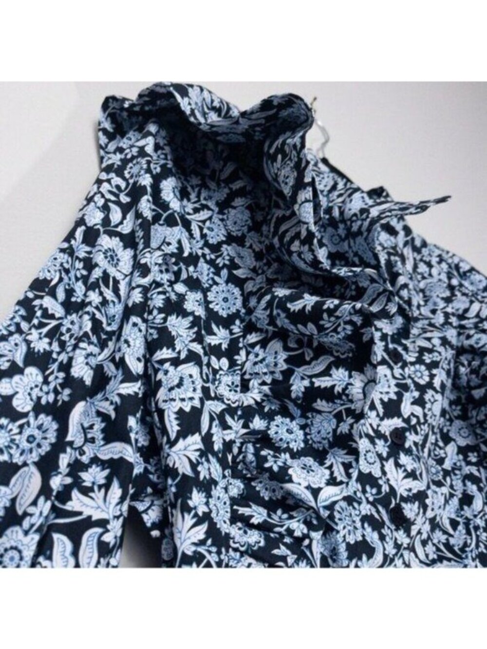 Zara Floral Poplin Ruffle Jumpsuit XS Blue Belted SS20 Blogger Fav TRF Cotton - Picture 7 of 15